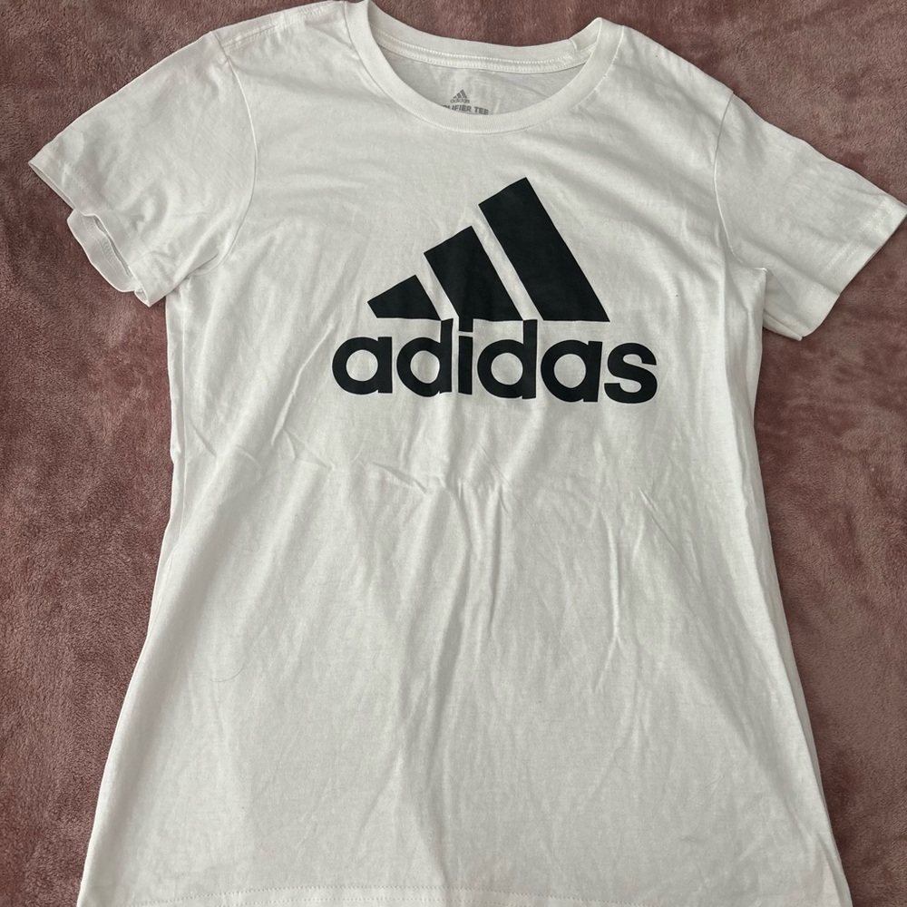 Adidas White Tee with Black Emblem